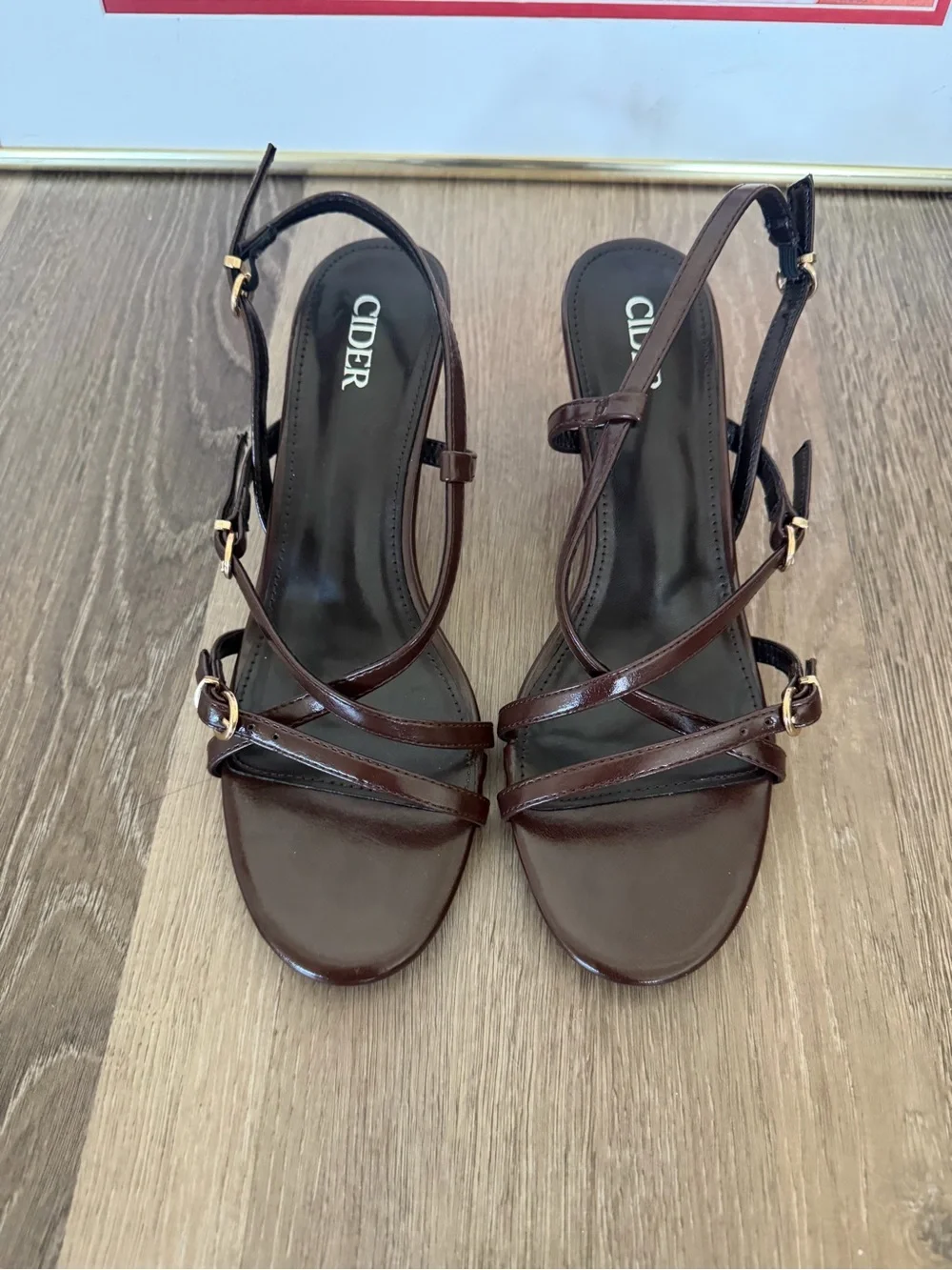Cider Dark Brown Strappy Slingback Heels